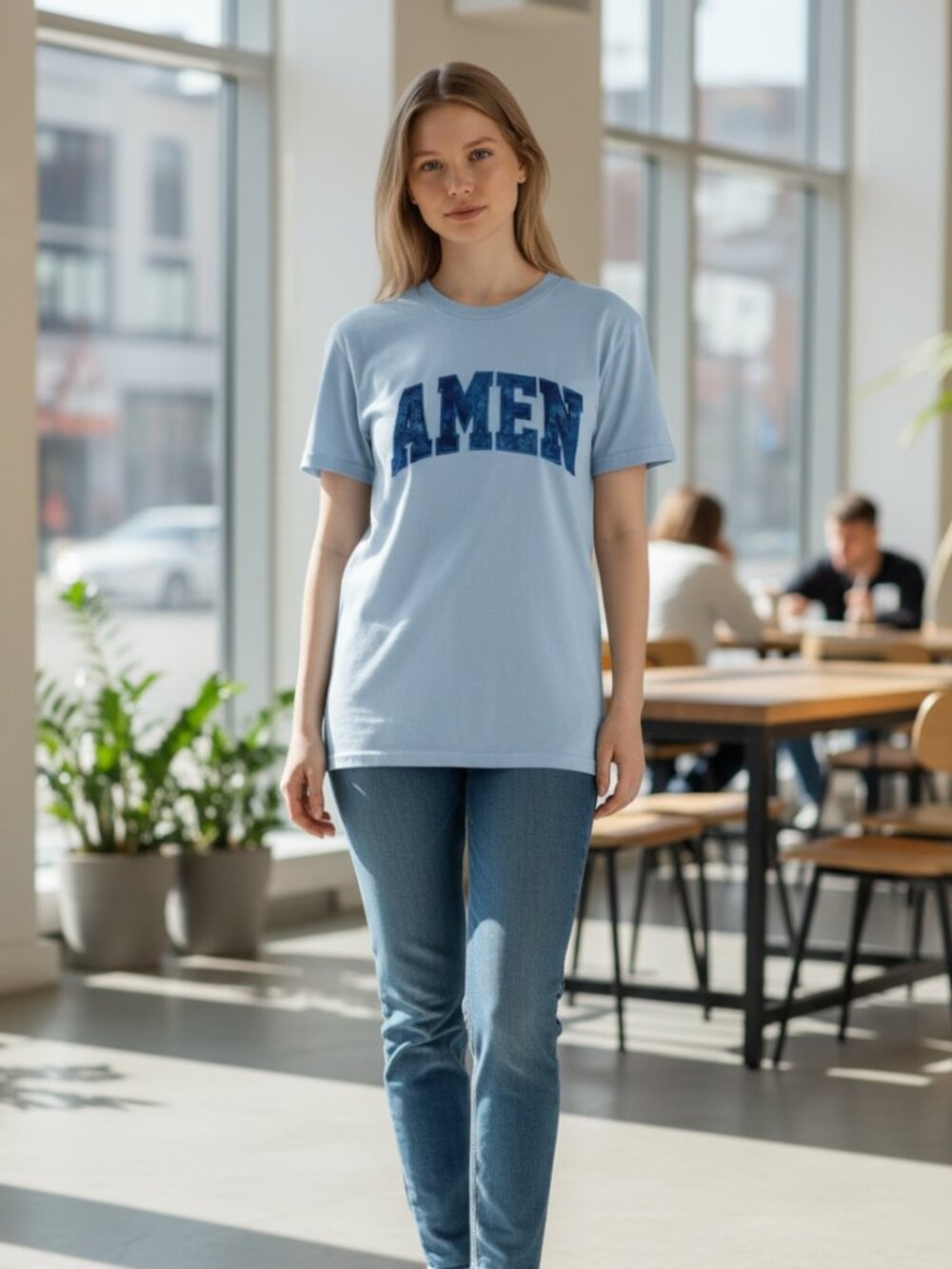 Handmade Embroidered "AMEN" T-Shirt - Multiple Colors